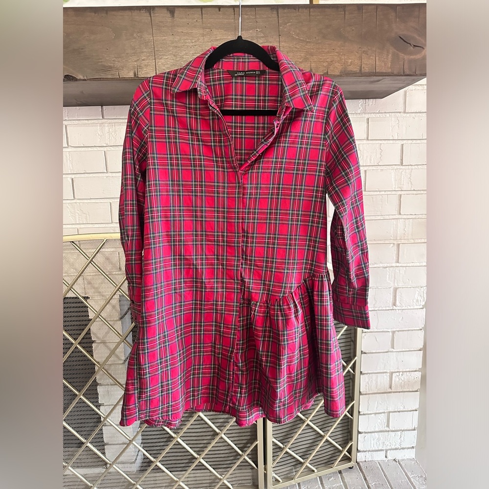 Zara plaid ruffle dress